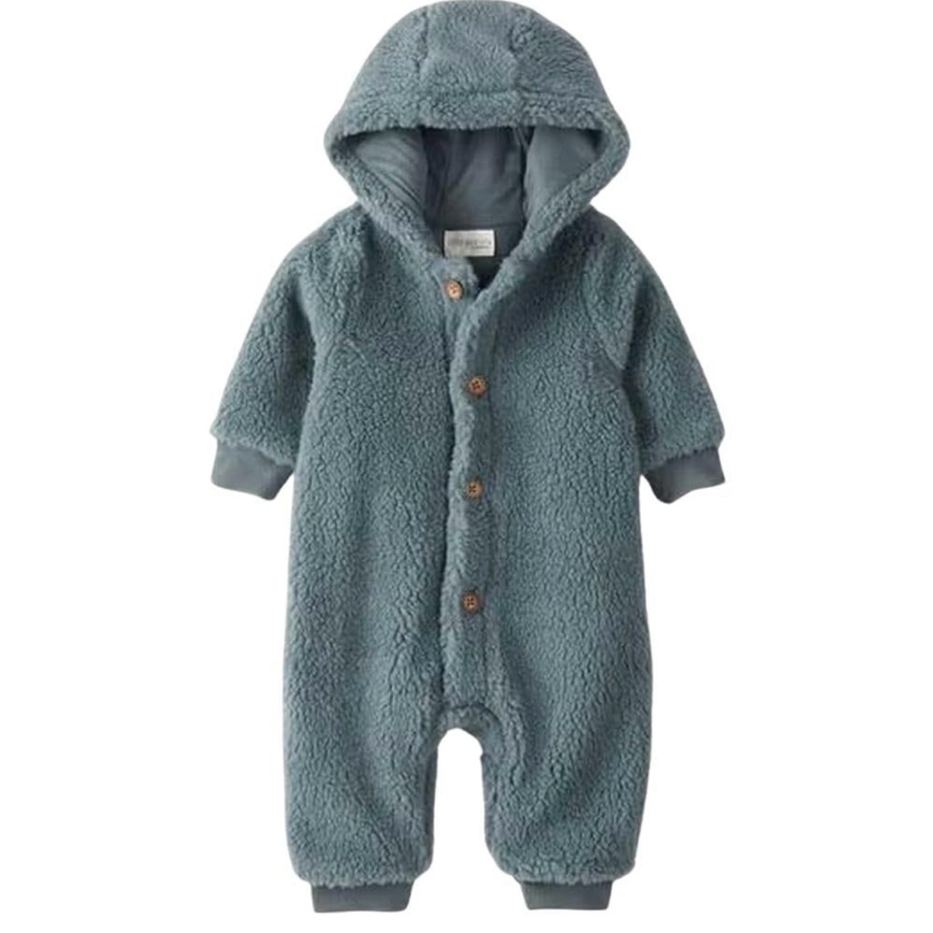 Soft Blue Hooded Kids Footie